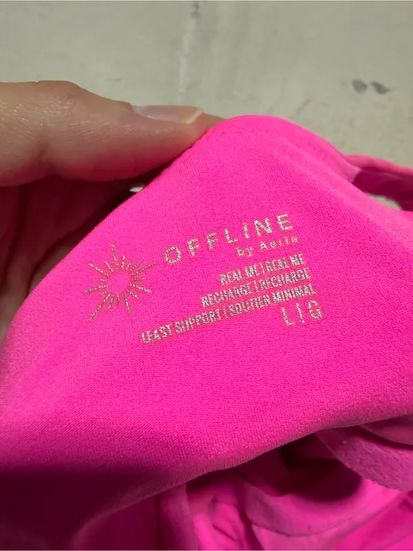 Aerie offline real me recharge least support Women's Bright Pink crop tank large - Image 8