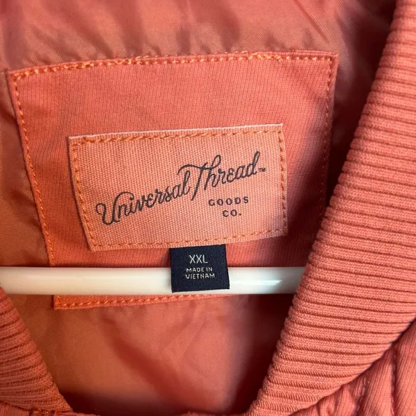 Universal Threads Quilted Coat Pink Coral Snap Zip Oversized XXL - Image 5