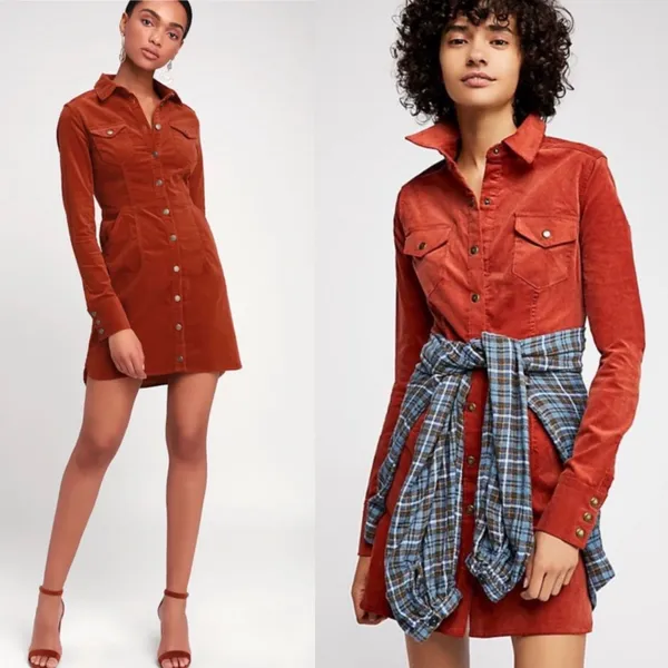 Free People Dynomite Corduroy Dress Size Medium - Image 2