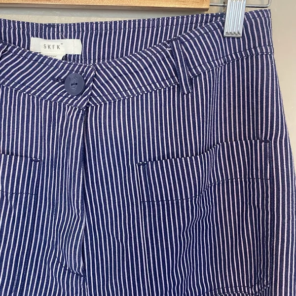 SKFK Mariartze Cropped Culottes Pants Womens Sz 6 8 Organic Cotton Striped - Image 4