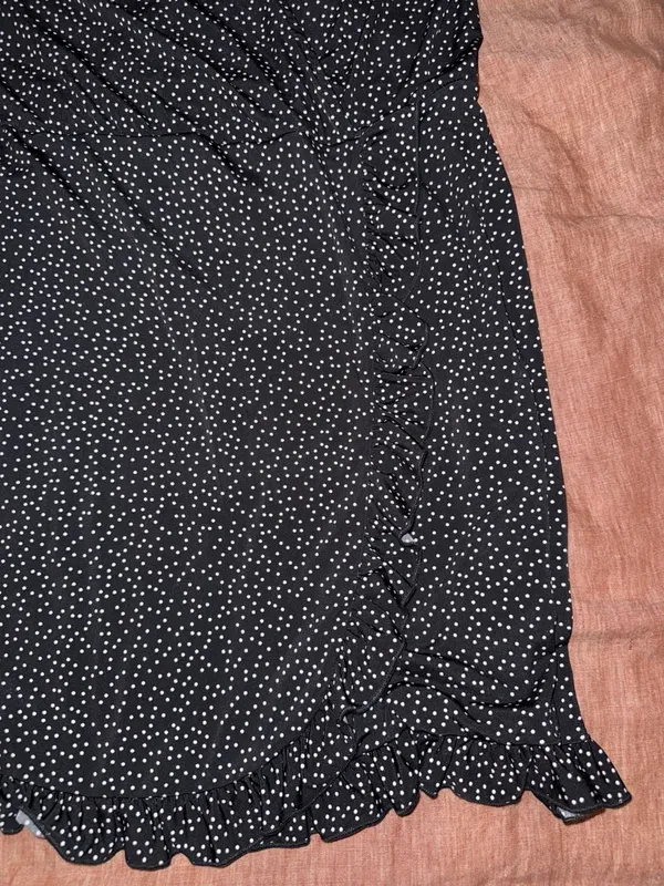 ModCloth Black and White Polka Dot Ruffle Dress‎ Size XL - Image 3