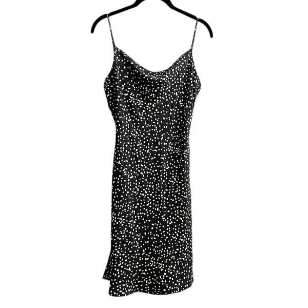 Womens Mini Slip Dress Open Back Black Polka Dot Coquette Size Small - Image 3
