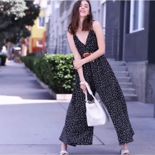 Anthropologie Maeve Finley Polka Dot Wide Leg Jumpsuit | Size 14 - Image 4