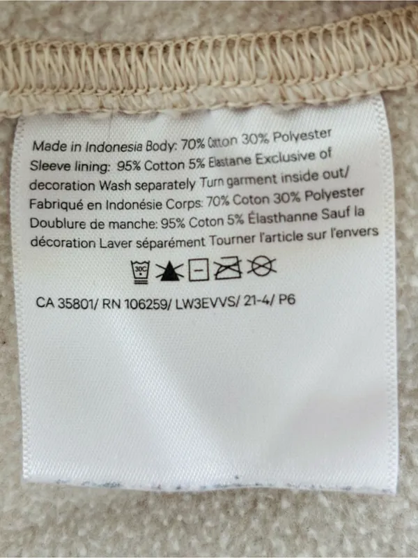 Lululemon braided sleeve crewneck cotton pullover beige size 6 - Image 6