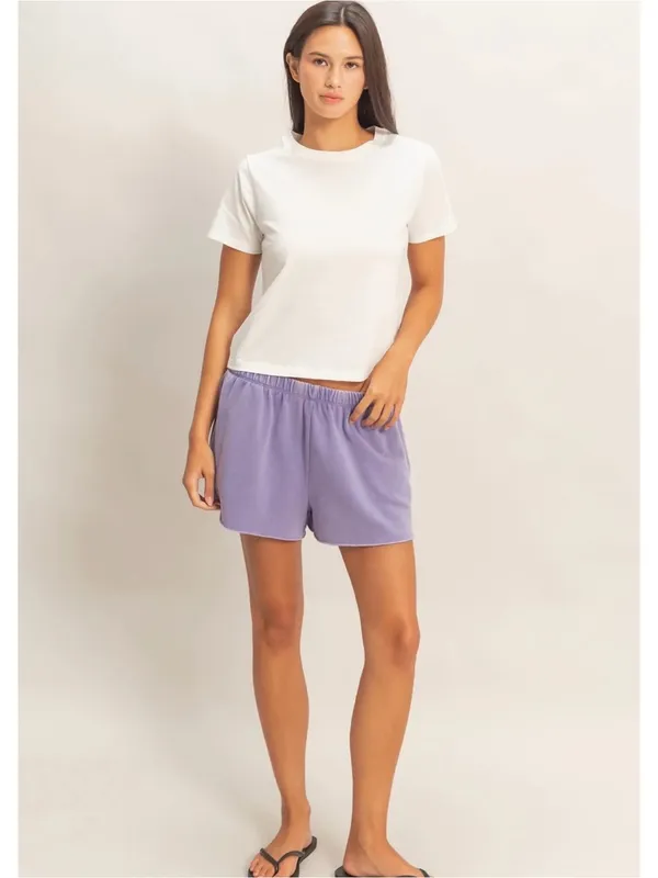 NEW Double Zero Lavender Mineral Wash French Terry Shorts – S/M/L - Image 5