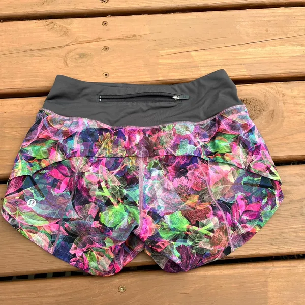 Lululemon Shorts Speed Up Short Multi-Color Floral Mid Rise Brief Lined Size 0 - Image 2