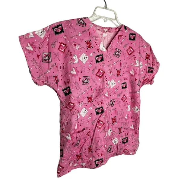 Valentine's Day Scrub Shirt Red Size L - Image 4