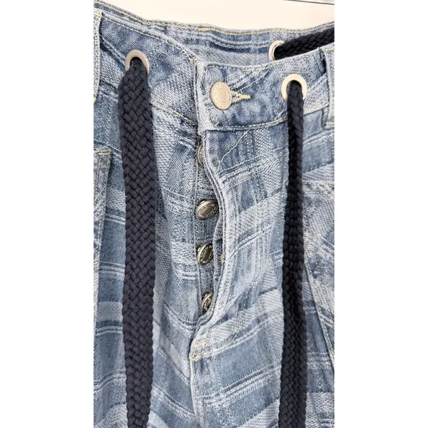 Böhme Judy Plaid Barrel Jeans Womens Medium High Rise Patchwork Cropped NEW - Image 4