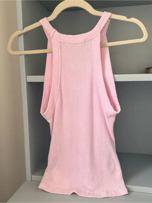 Project Social T - Light Pink high neck Rib Tank. Small NWOT - Image 3