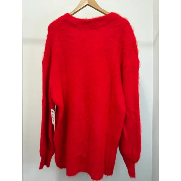 BP Mohair V‑Neck Oversized Red Sweater Sz1X NWT - Image 3