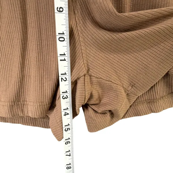 Filoro Ribbed Knit Lounge Set Women L Brown 2 Pc Top Shorts Cozycore Casual Chic - Image 12