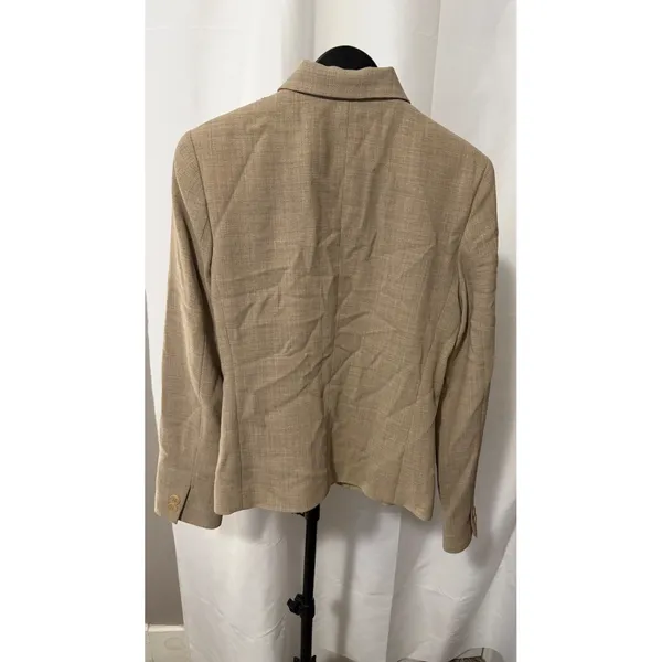 Liz Claiborne Collection Tan 100% Wool Hidden Button Blazer LCMU1144 Women 4 NEW - Image 5