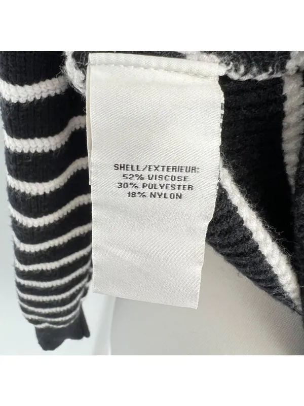 Bagatelle Striped Cardigan Sweater Preppy French Girl Black Ivory Size Large - Image 9