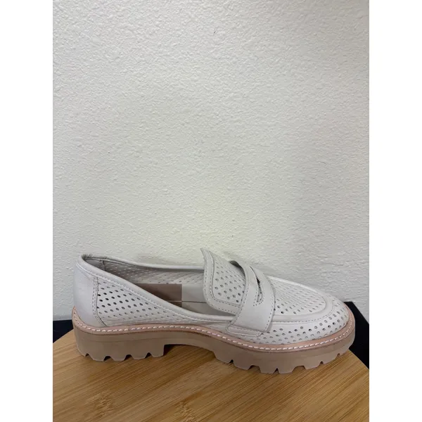 Dolce Vita Loafers 9 Malila Ivory Perforated Leather Lug Sole Penny Shoes - Image 8