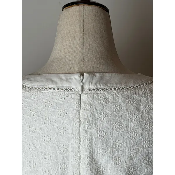 Rebecca Taylor Dress Women‎ 2 White Netted Eyelet Tie Waist Cap Sleeve Midi Boho - Image 11
