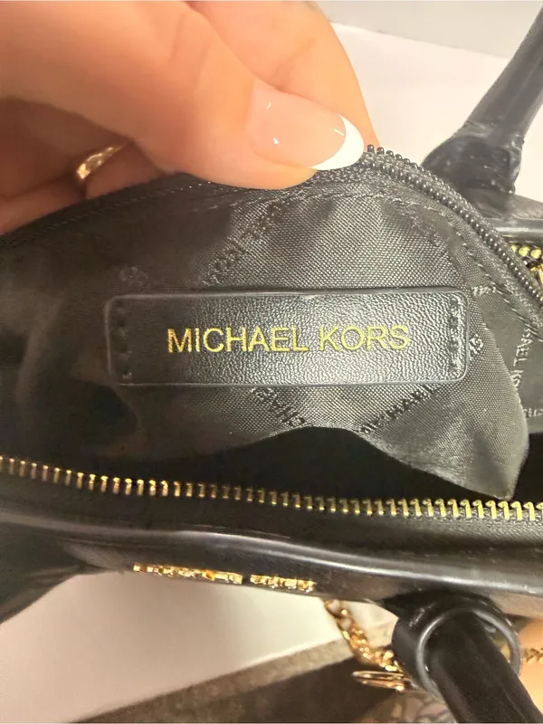 Michael Kors Avril Small Black Pebbled Leather & Suede Satchel - Image 14