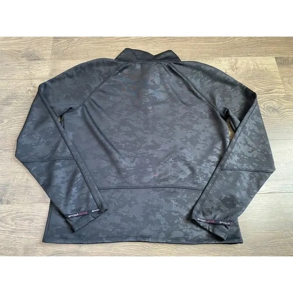 EUC Womens Spyder Active long sleeve 1/4 quarter zip cropped‎ camo black size L - Image 2