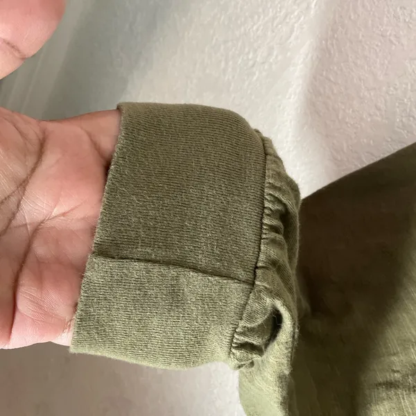 Natural Life Johnnie Plunge Jumpsuit Olive Green V Neck Slouchy Harem Lounge XS - Image 6