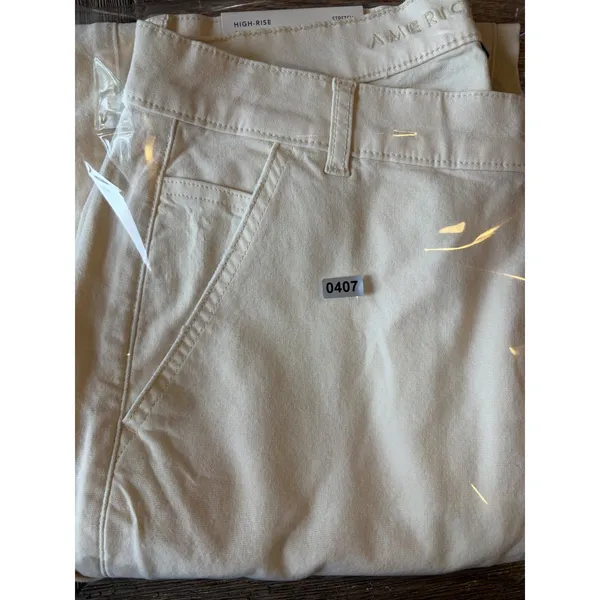 American Eagle Womens Cream High Rise Straight Leg Carpenter Pants Size 8 29W - Image 6
