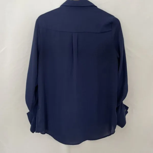 Forever 21 Womens‎ Button-Up Navy Blouse - Medium business casual blue shirt - Image 7