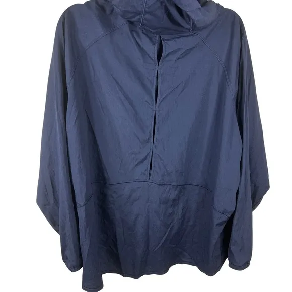 Athleta Teton Anorak Windbreaker Hoodie XL Navy Blue Grid Texture Lightweight - Image 4