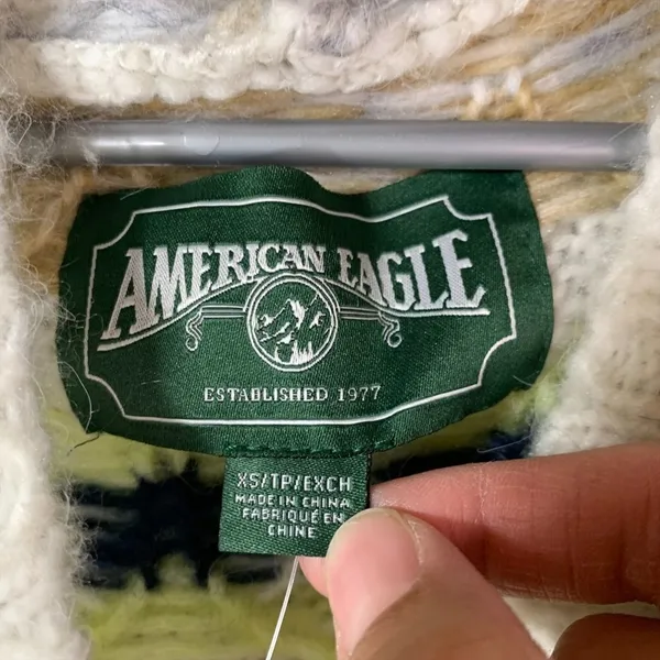 American‎ Eagle Oversized Soft and Cozy Wool Blend Hooded Sweater Gray XS NWT - Image 7
