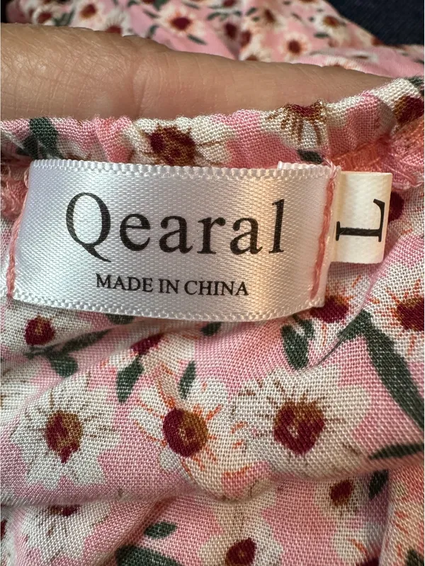 Qearal Pink Floral Spaghetti Strap Dress Large - Image 3