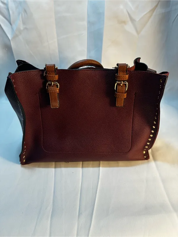 Marc New York Wine Red Tote with Gold Accent Studs - Image 2
