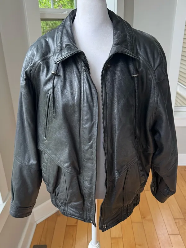 Vintage 80s 90s Wilson’s Leather Black Genuine Leather Bomber Jacket Sz Medium - Image 15