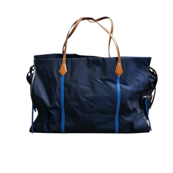 Tory Burch The Perry Overnight Travel Bag Blue Nylon Faux Leather Trim One Size - Image 9