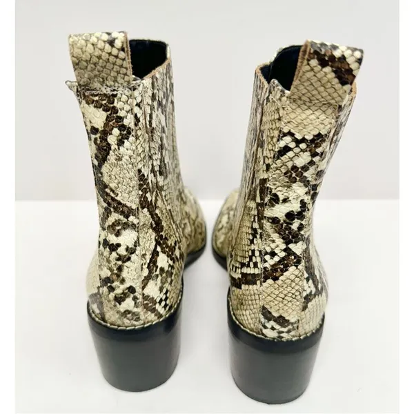 Nordstrom Rack Ankle Booties Size 8.5 Leather Snake Print Block Heel‎ NEW - Image 5