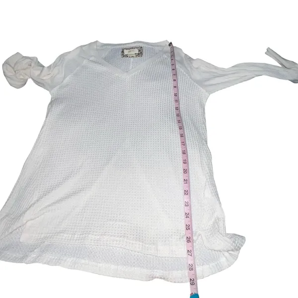 Anthro Maeve Pearson‎ Thermal Waffle Knit Long Sleeve V Neck Top Women Large - Image 6