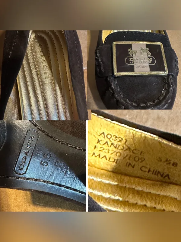 Coach "Kandace" Brown Suede Cone Heel Loafer Shoes (5.5) - Image 11