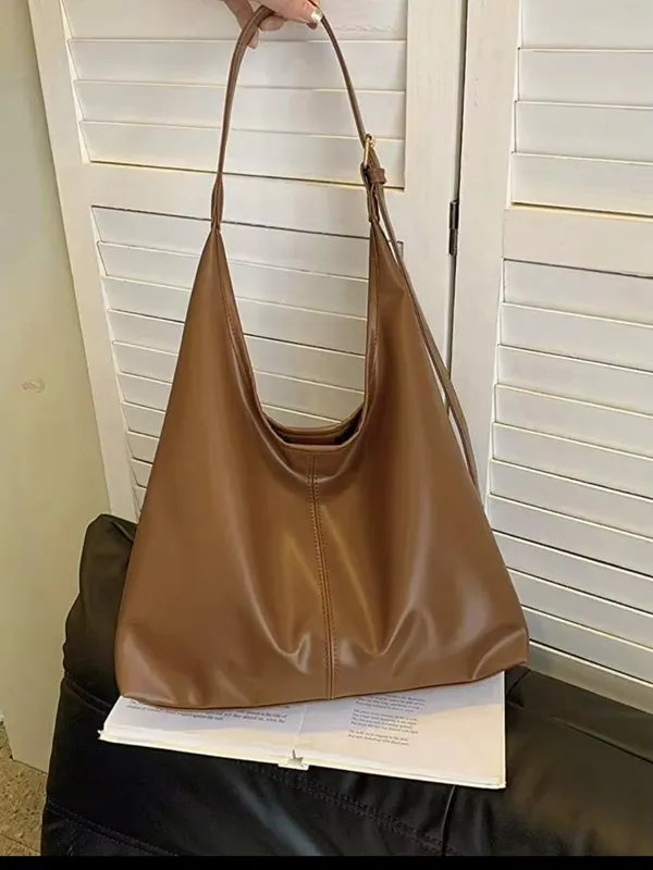 Tan Brown faux Leather large adjustable strap shoulder Tote bag - Image 7