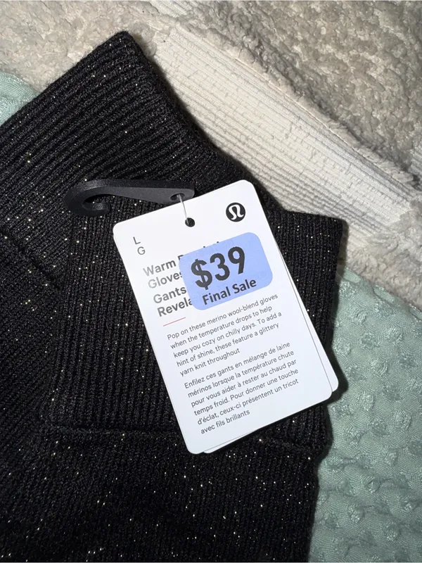 NWT Lululemon Warm Revelation Gloves *Shine size Large - Image 2