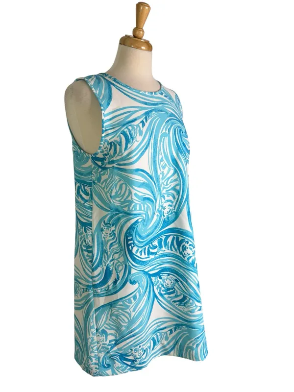 Lilly Pulitzer Sabrina Sea Ruffles Tiger Wave Shift Dress Size M - Image 3