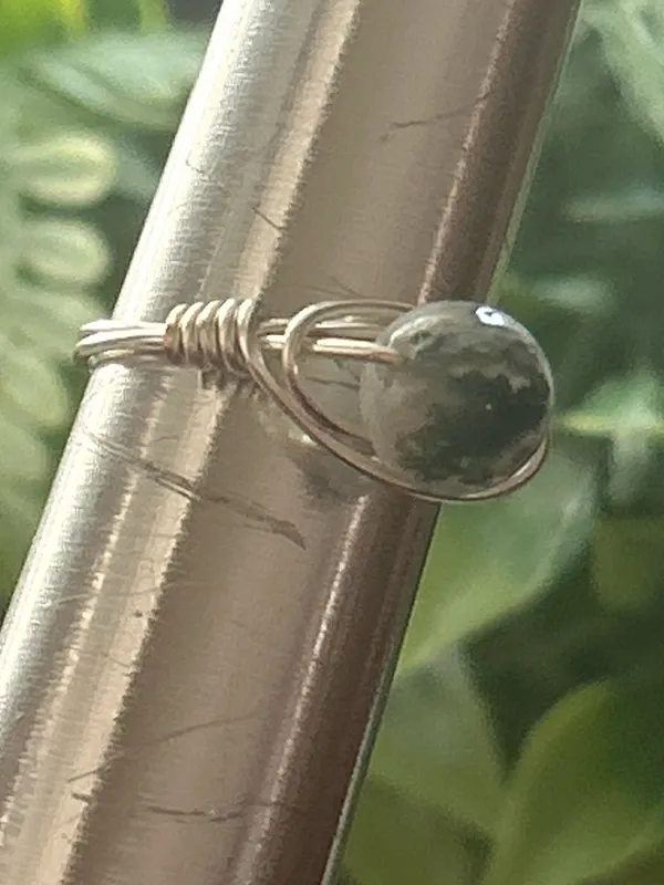 Handmade 💍 Handcrafted Moss Agate Wire Wrapped Crystal Ring size 6 - Image 2