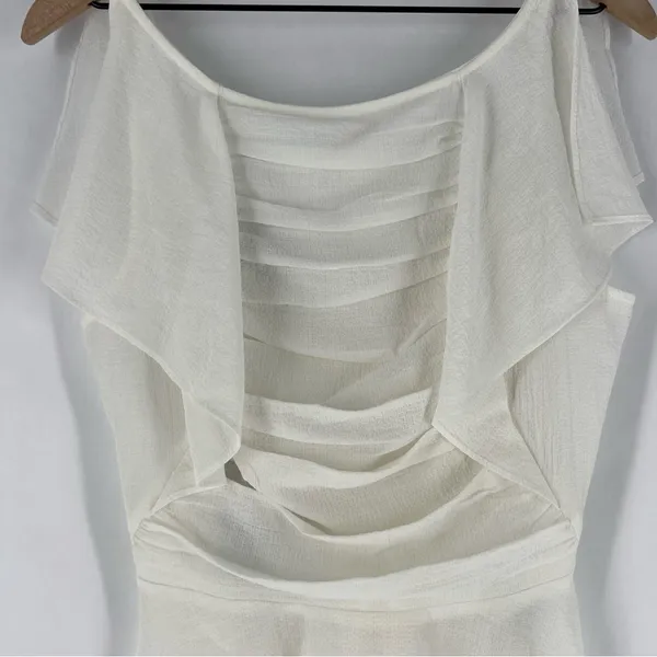 Max Studio Lightweight‎ Gauzy Layered Ruffle Sleeveless Peplum Top Feminine - Image 2