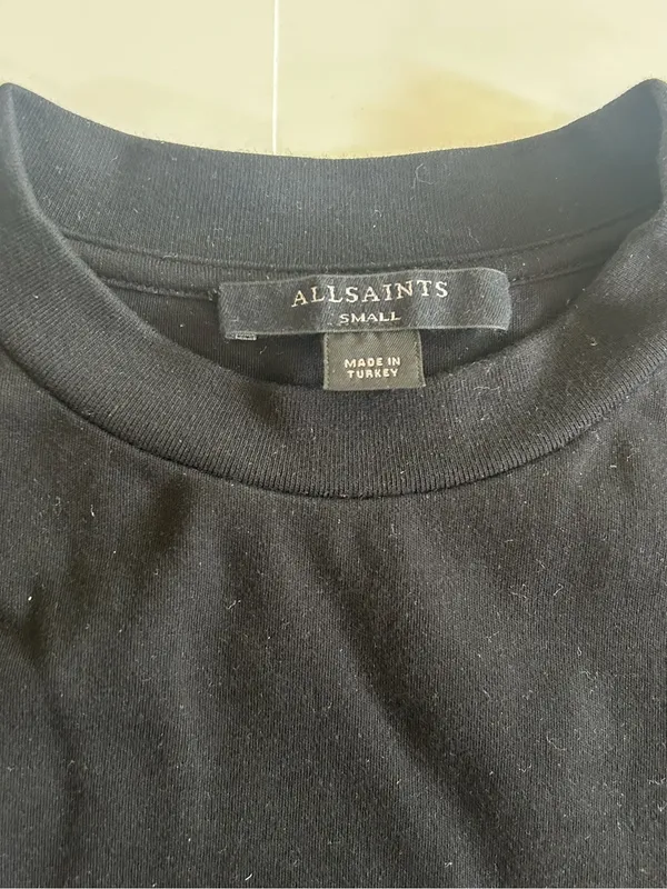 AllSaints Crewneck Black Heavyweight T-Shirt - Image 3