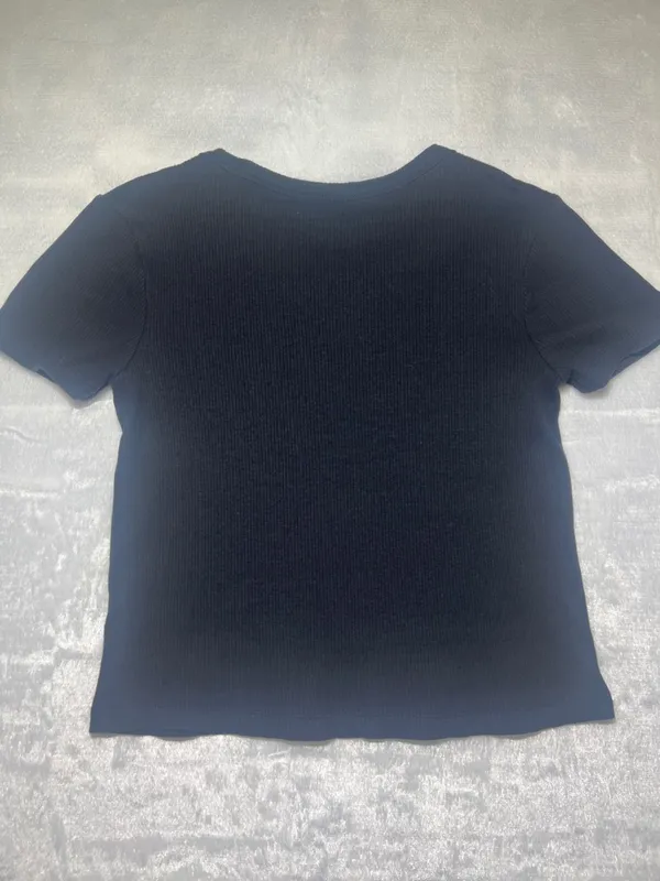 Vans Black Ribbed Crewneck Tee with Logo Patch - Image 4