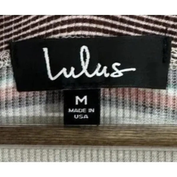 Lulus Striped Top‎ Womens M Multi Color Ribbed Knit Long Sleeve Crew Neck Boho - Image 2