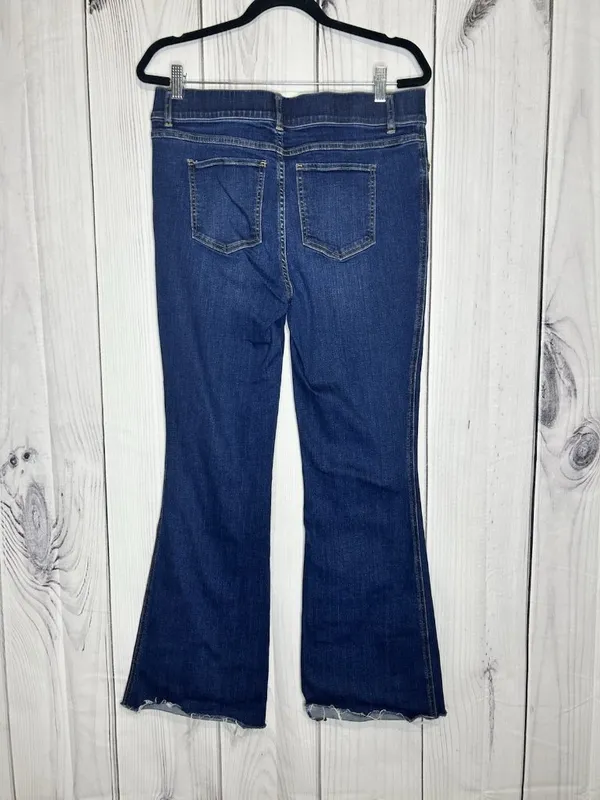 Spanx Flared Denim Jeans Raw Edge Hem Rise Sz XL (34x30) 20327R - Image 5