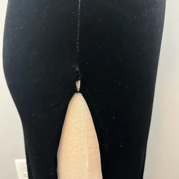 Rave City Vintage Black velour velvet bodycon slit spaghetti strap dress medium - Image 5