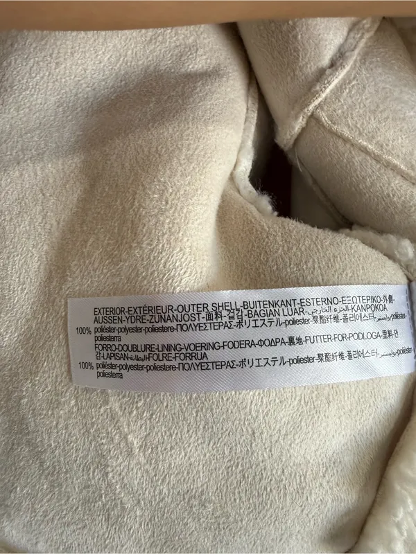 Zara Ivory Teddy Sherpa Cropped Trucker Jacket Quiet Luxury Cozy Winter Sz Small - Image 5