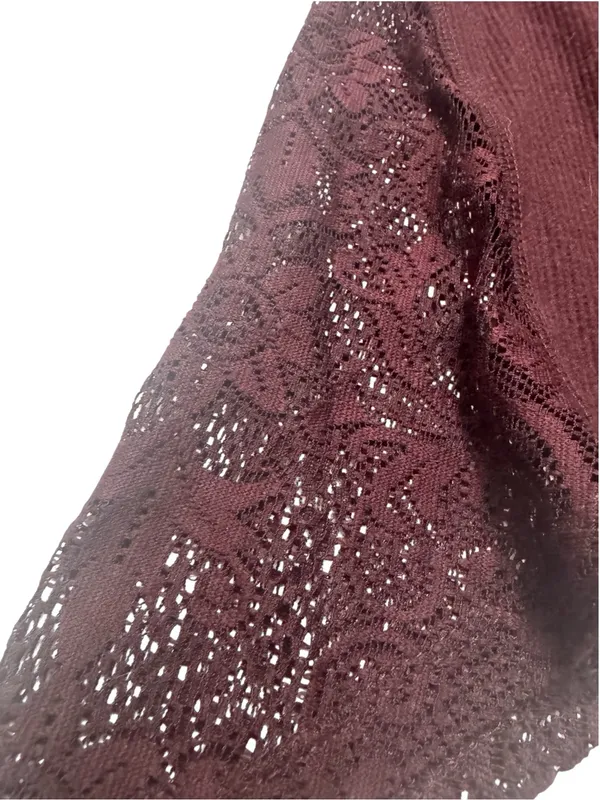 Maurices Lace-Trim Cowl Neck Tunic - Burgundy - Image 6