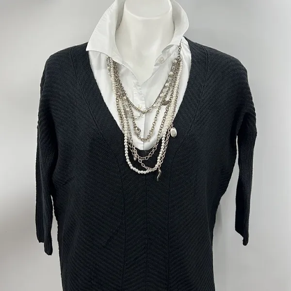Express black XS hi lo V neckline sweater - Image 2