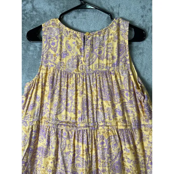 J.Jill Tiered Paisley Midi Dress Yellow Lavender‎ Boho Prairie Cottagecore MP - Image 4