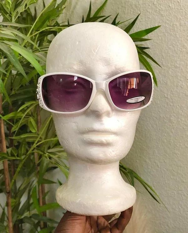 Y2K Gothic Whimsygoth Baddie Cyber Vixen Trendy Streetwear Black White cross sunglasses rhinestone silver bedazzled studs Grunge Gorpcore Mcbling - Image 3