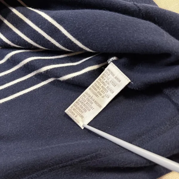 Jones New York Sport Breton Stripe Boat Neck Top Gold Button Shoulders L - Image 10