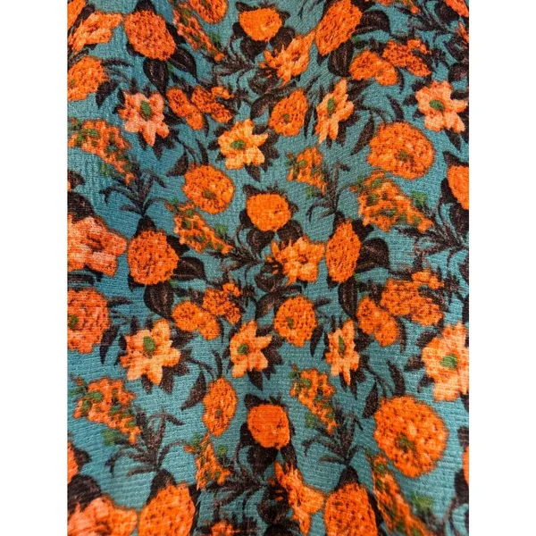 Melloday Teal Floral Smocked Square Neck Ruffle Sleeve Blouse Medium‎ NWT - Image 3